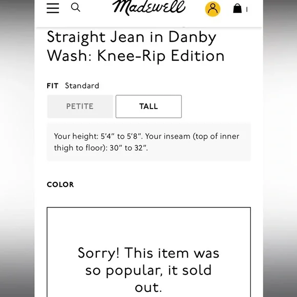 NWT Madewell Perfect Vintage Straight Jean in Danby Wash: Knee-Rip Edition - Picture 8 of 8